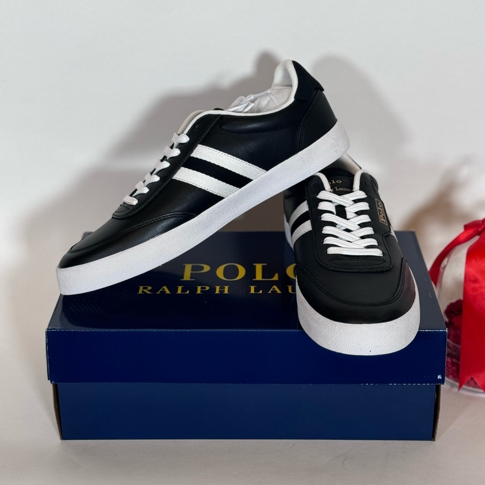 NIB Polo Ralph Lauren Men's Court Retro Leather Sneakers - Picture 4 of 8